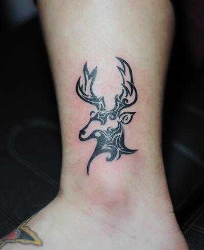 鹿头纹身图案大全,鹿头纹身图片